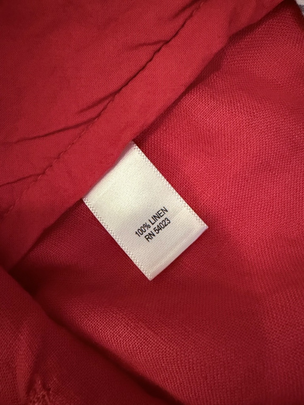Banana Republic 100% Linen Tomato Red Wide Leg Tie Waist Pants Women’s 10 - Picture 8 of 8